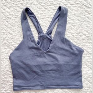 ALO Yoga Women's Blue V-Neck Crop Top